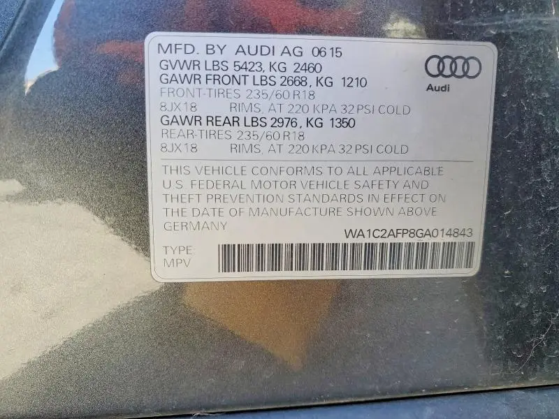 2016 AUDI Q5 PREMIUM  