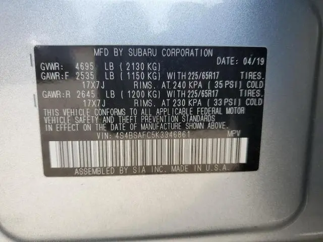 2019 SUBARU OUTBACK 2.5I PREMIUM  