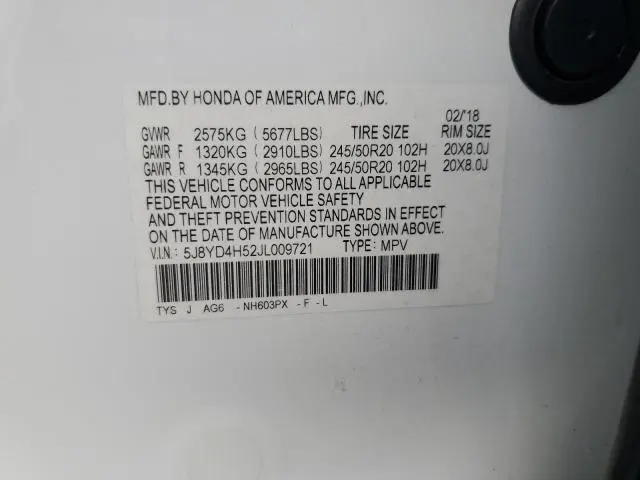 2018 ACURA MDX TECHNOLOGY  