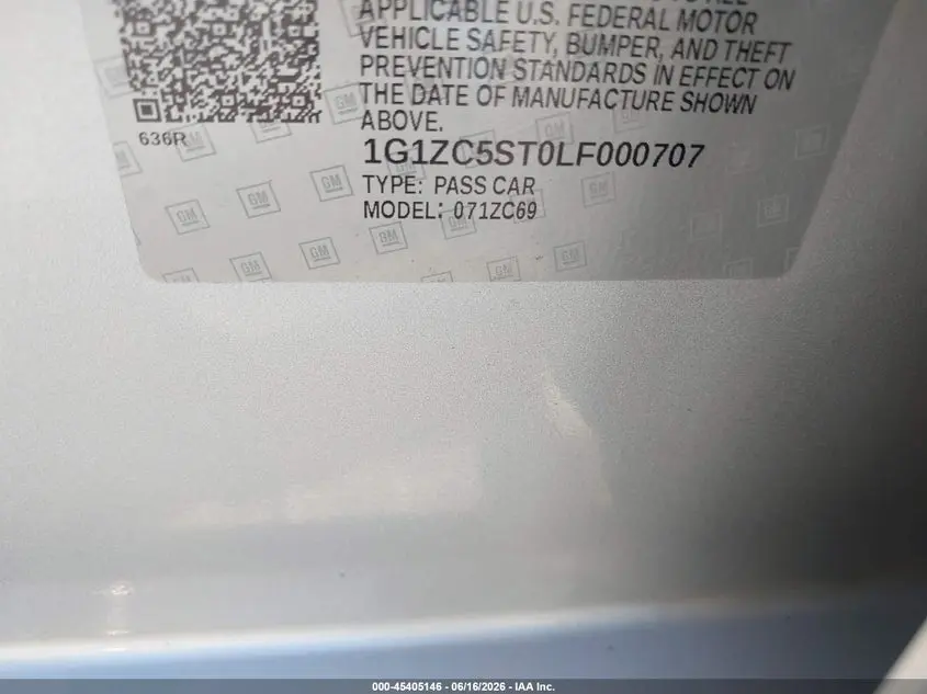 2020 CHEVROLET MALIBU FWD 1FL