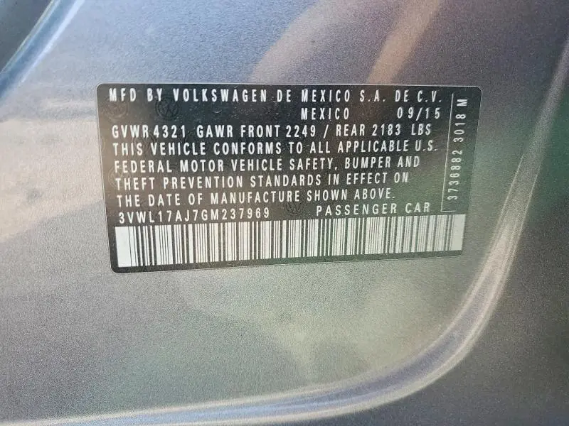 2016 VOLKSWAGEN JETTA SEL  