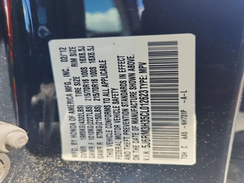 2012 HONDA CR-V LX  