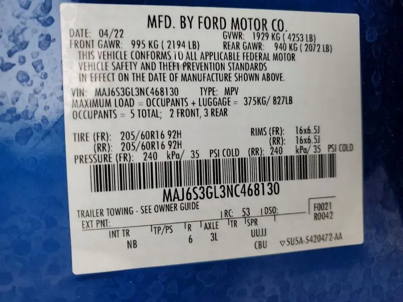 2022 FORD ECOSPORT SE  