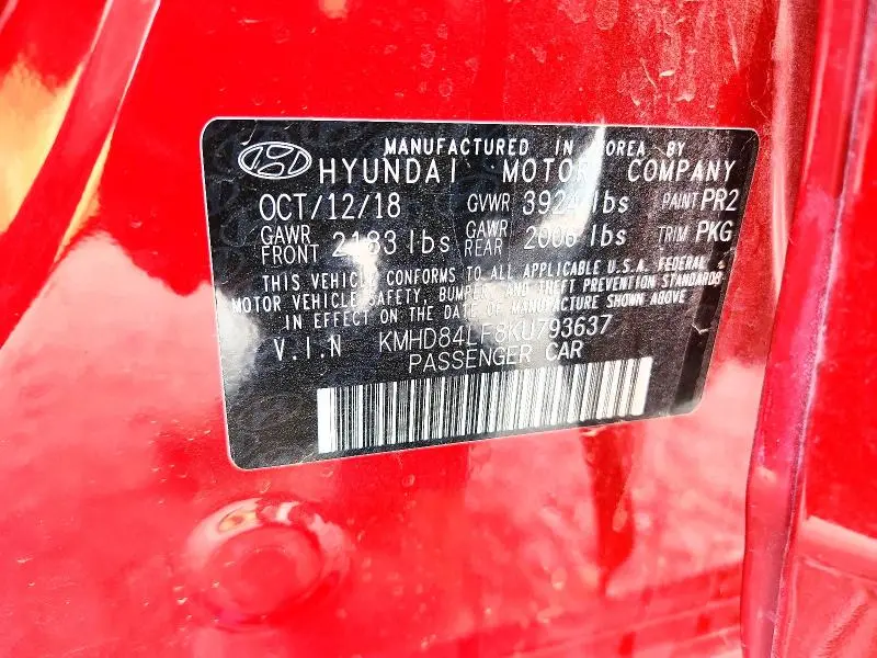 2019 HYUNDAI ELANTRA LIMITED  