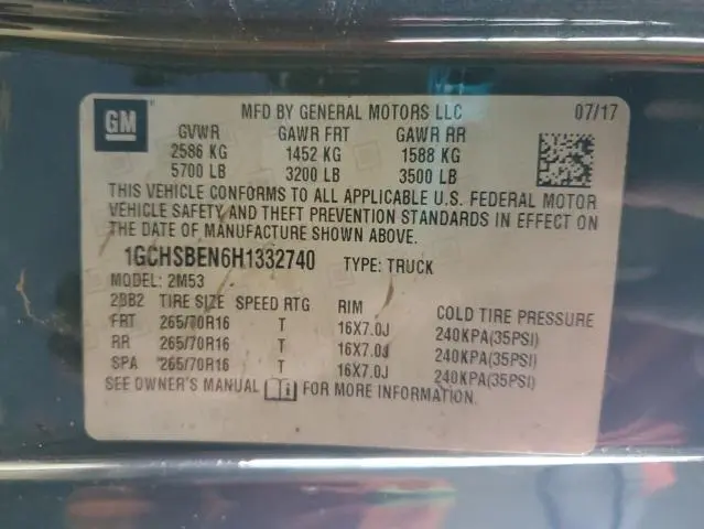 2017 CHEVROLET COLORADO   