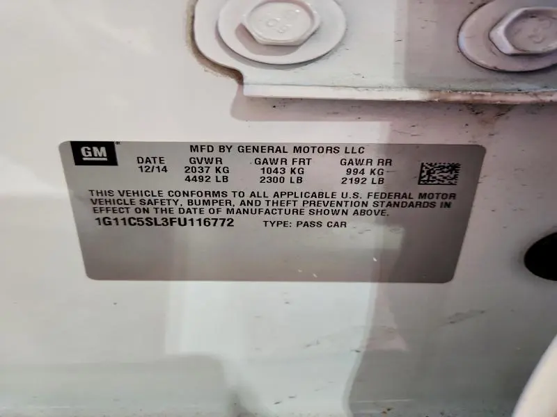 2015 CHEVROLET MALIBU 1LT  