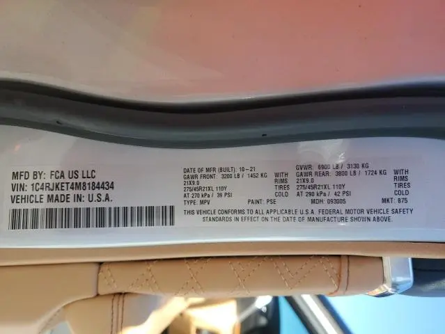 2021 JEEP GRAND CHEROKEE L SUMMIT  