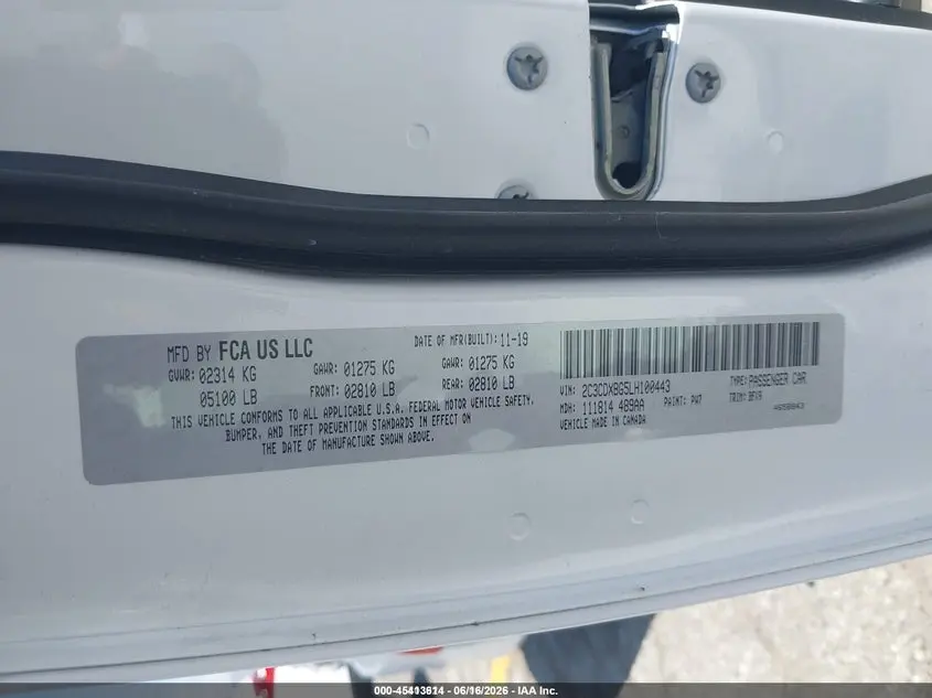 2020 DODGE CHARGER SXT RWD