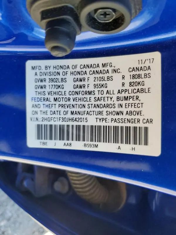 2018 HONDA CIVIC EX  