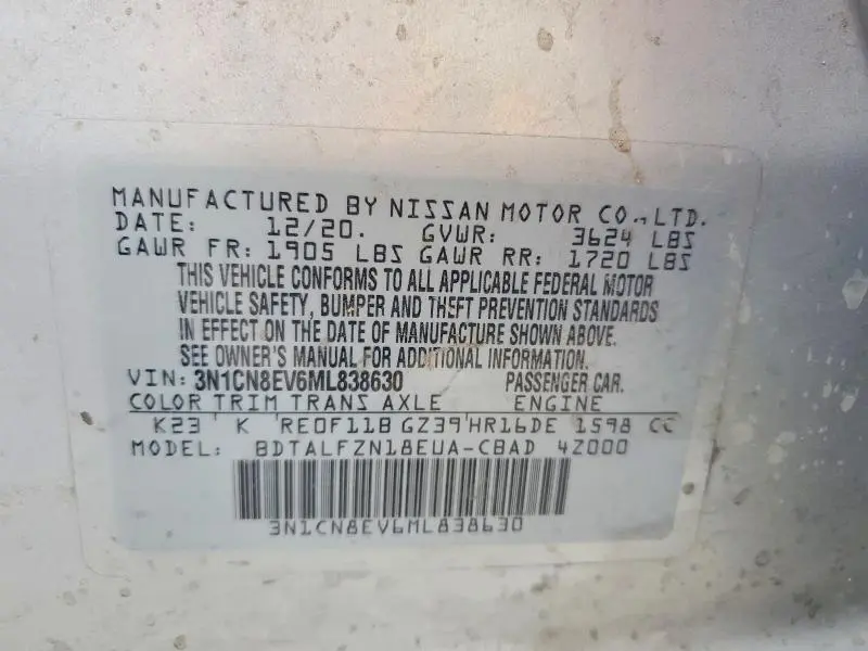 2021 NISSAN VERSA SV  