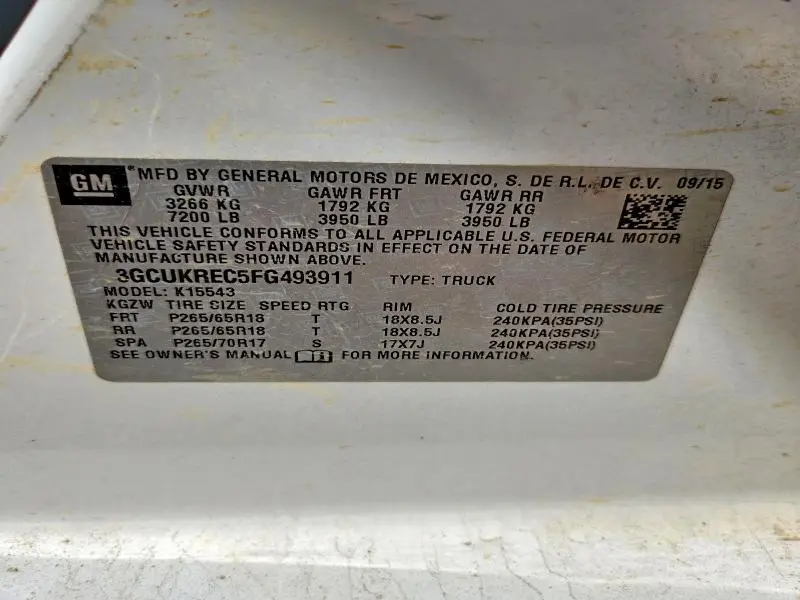 2015 CHEVROLET SILVERADO K1500 LT  