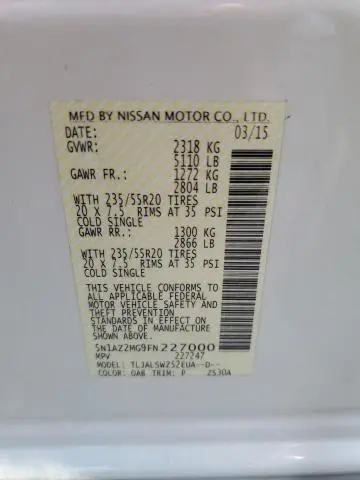 2015 NISSAN MURANO S  