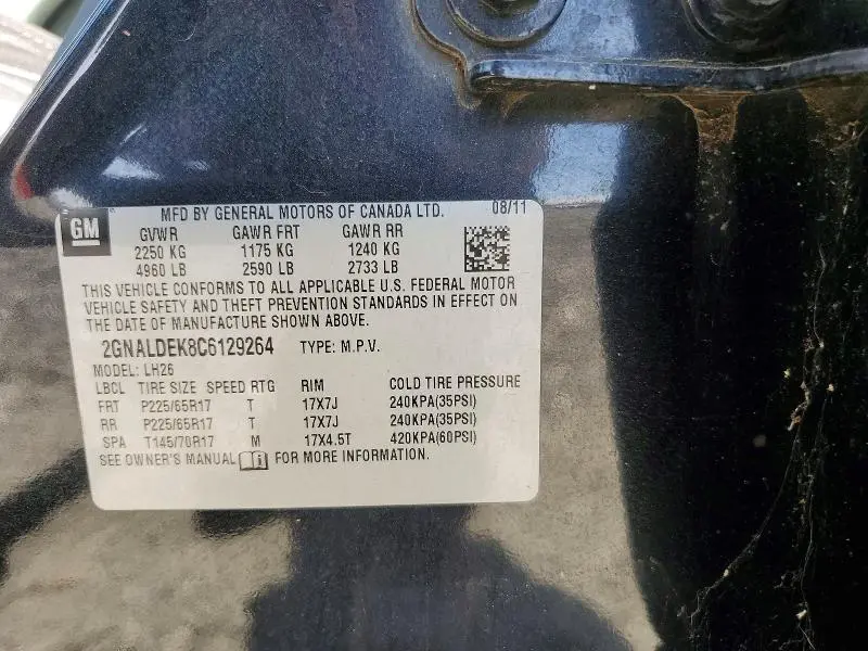 2012 CHEVROLET EQUINOX LT  