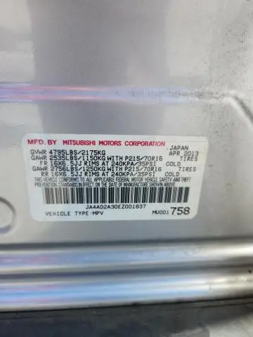 2014 MITSUBISHI OUTLANDER ES  