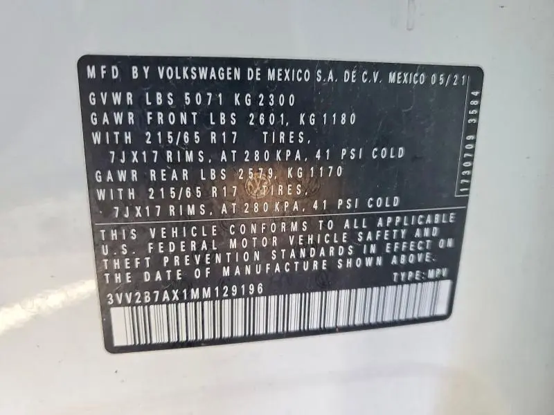 2021 VOLKSWAGEN TIGUAN SE  