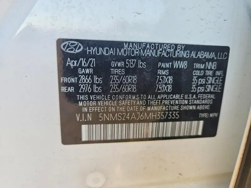 2021 HYUNDAI SANTA FE SEL  