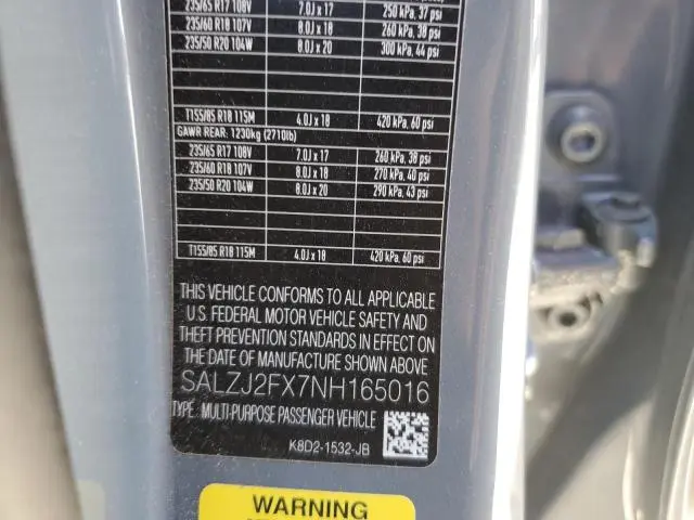 2022 LAND ROVER RANGE ROVER EVOQUE S  