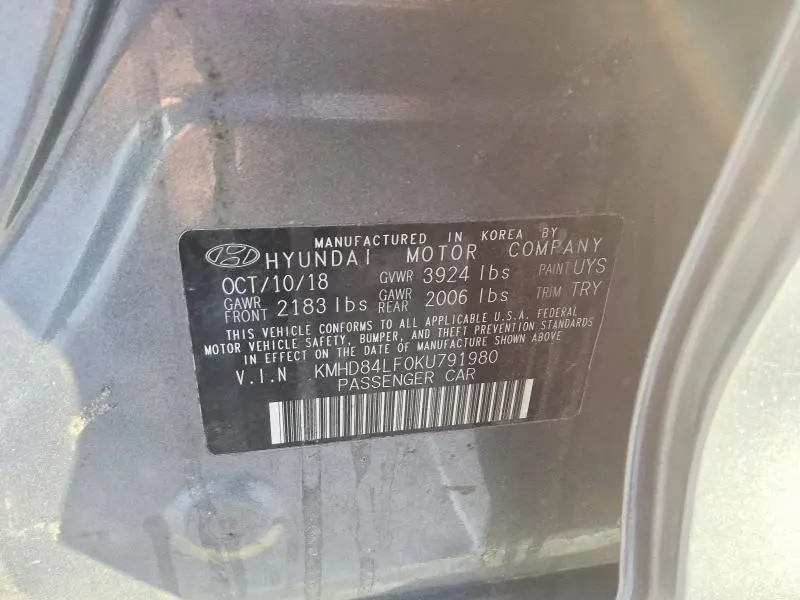 2019 HYUNDAI ELANTRA SEL  