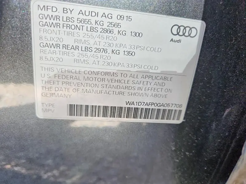 2016 AUDI Q5 PREMIUM PLUS S-LINE  