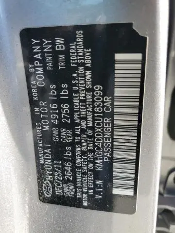 2012 HYUNDAI GENESIS 3.8L  