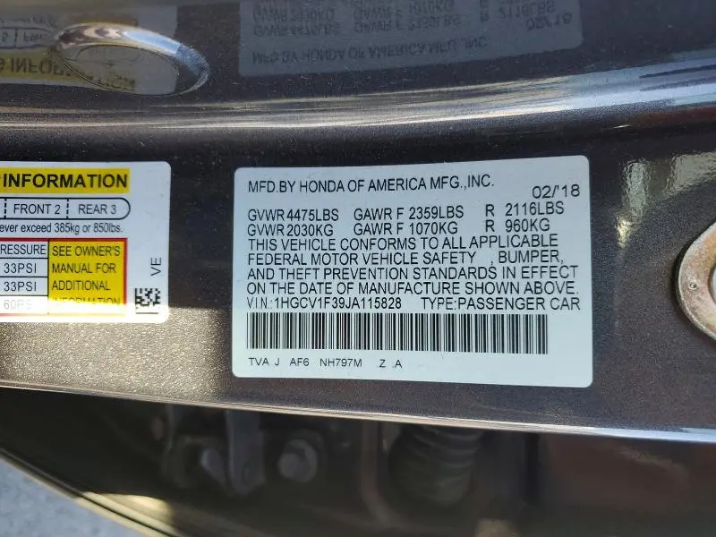 2018 HONDA ACCORD SPORT  