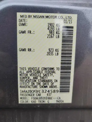 2015 NISSAN LEAF S  