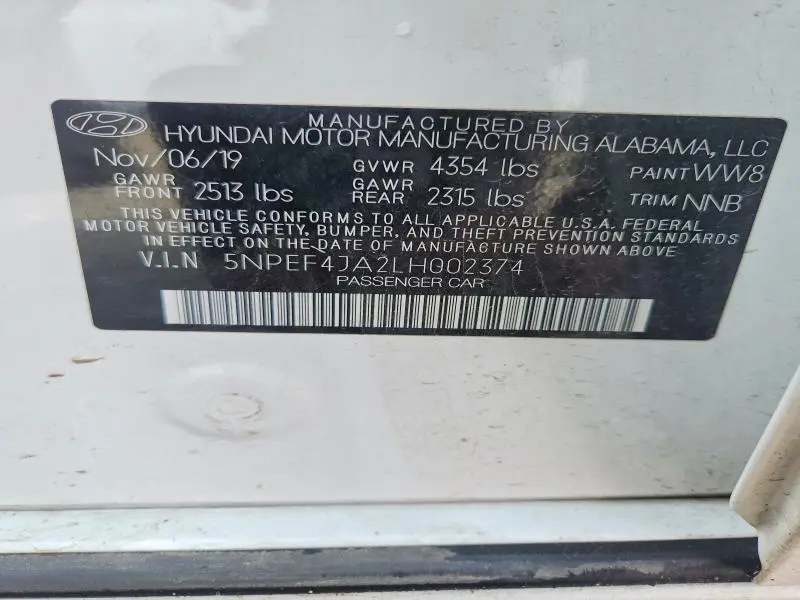 2020 HYUNDAI SONATA SEL  