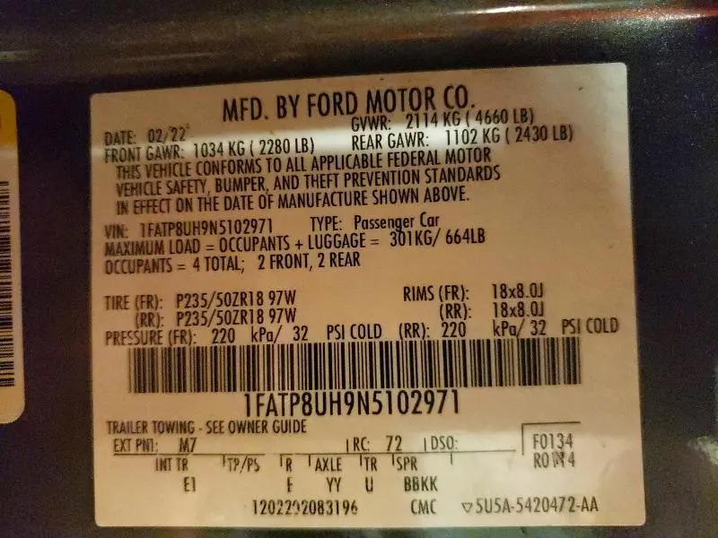 2022 FORD MUSTANG   