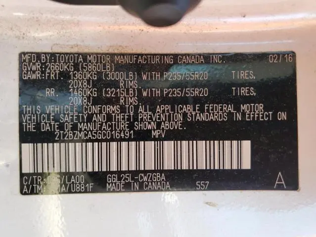 2016 LEXUS RX 350 BASE  