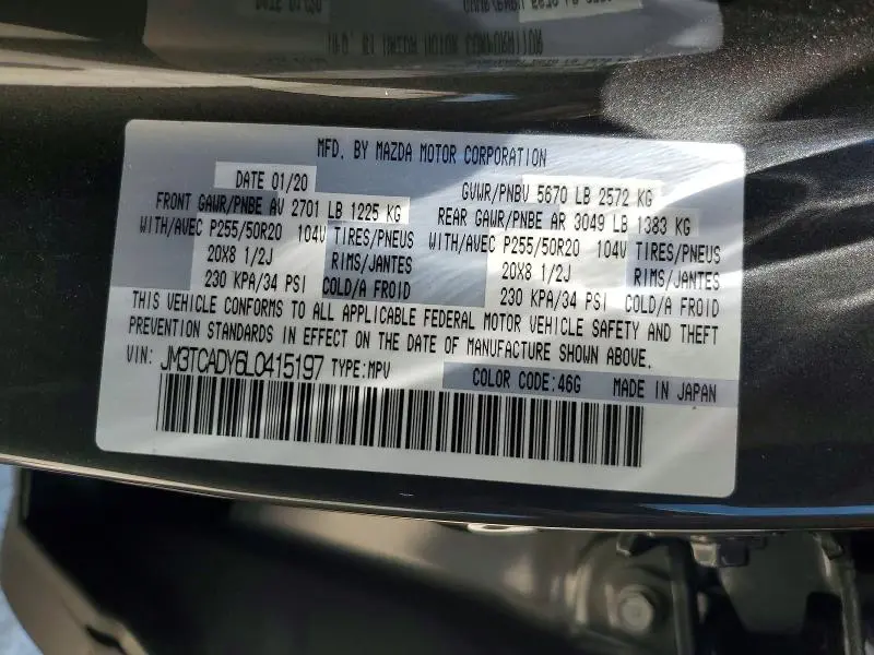 2020 MAZDA CX-9 GRAND TOURING  