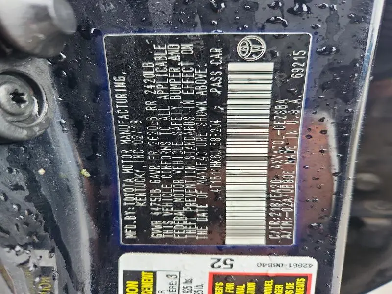 2018 TOYOTA CAMRY SE  