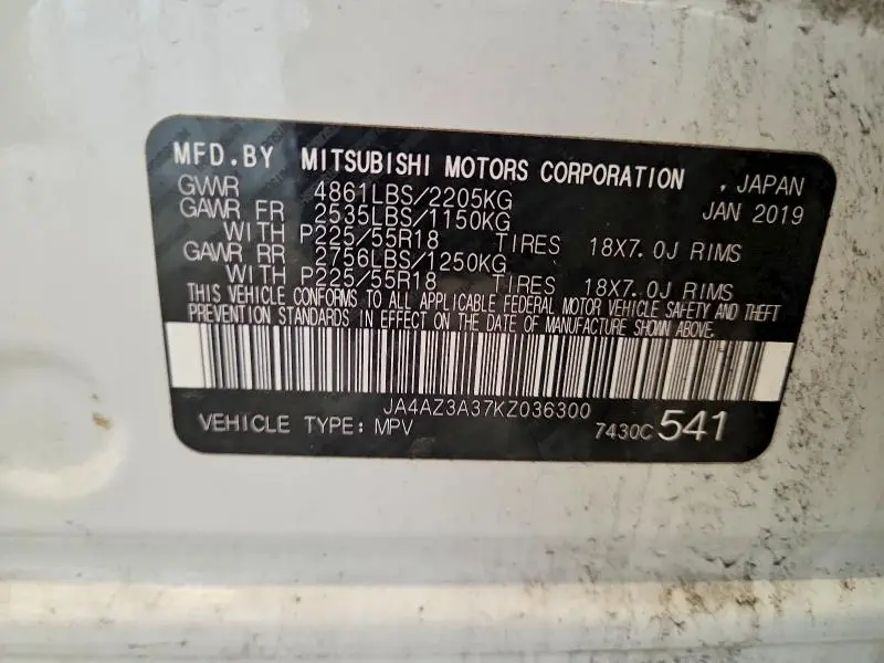 2019 MITSUBISHI OUTLANDER SE  