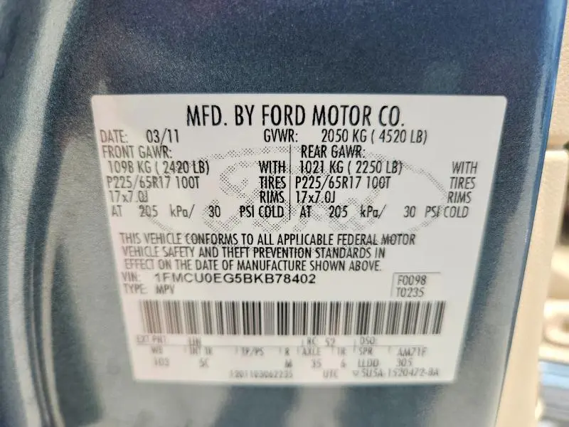 2011 FORD ESCAPE LIMITED  