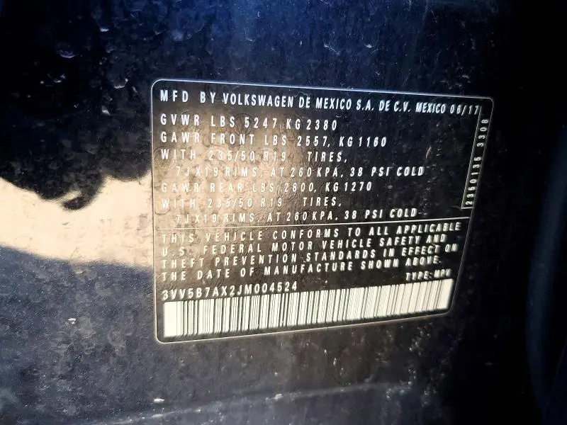 2018 VOLKSWAGEN TIGUAN SEL PREMIUM  