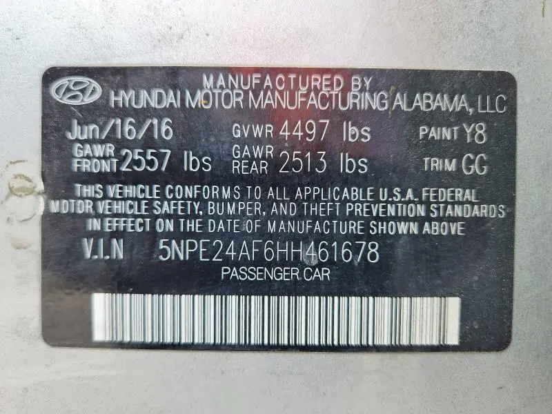 2017 HYUNDAI SONATA SE  