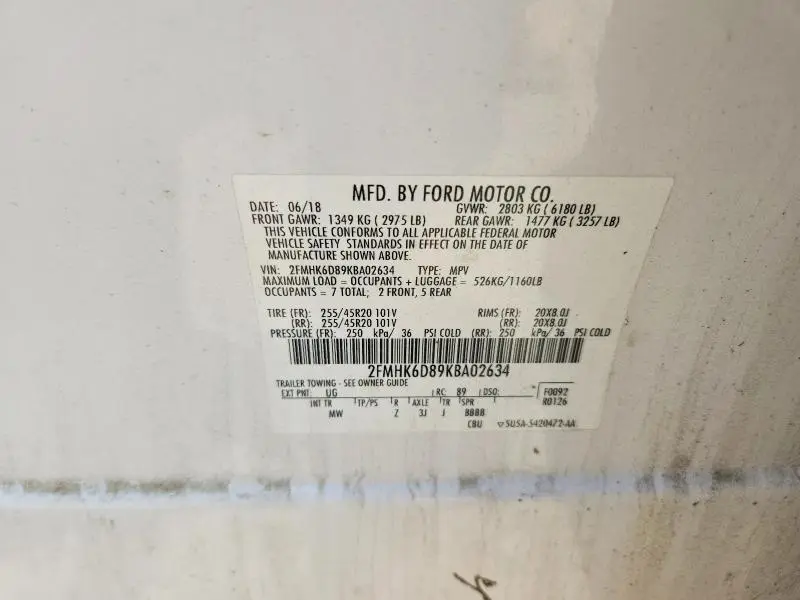 2019 FORD FLEX LIMITED  
