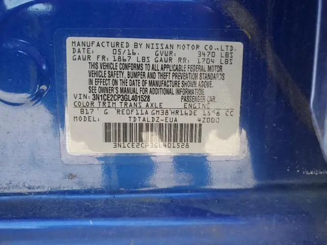 2016 NISSAN VERSA NOTE S  