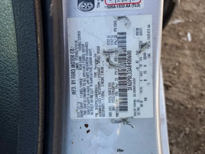 2010 FORD FUSION HYBRID  