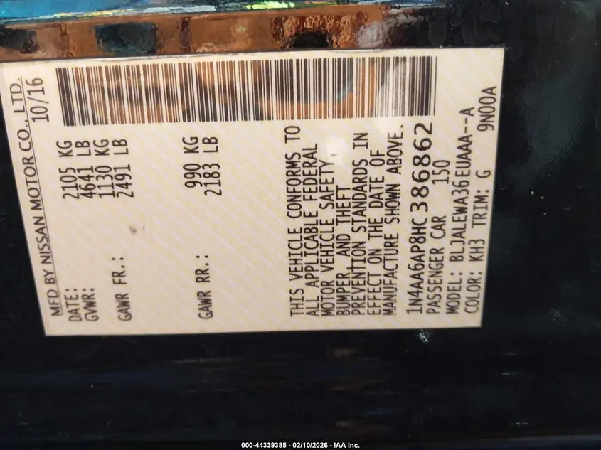 2017 NISSAN MAXIMA 3.5 SL