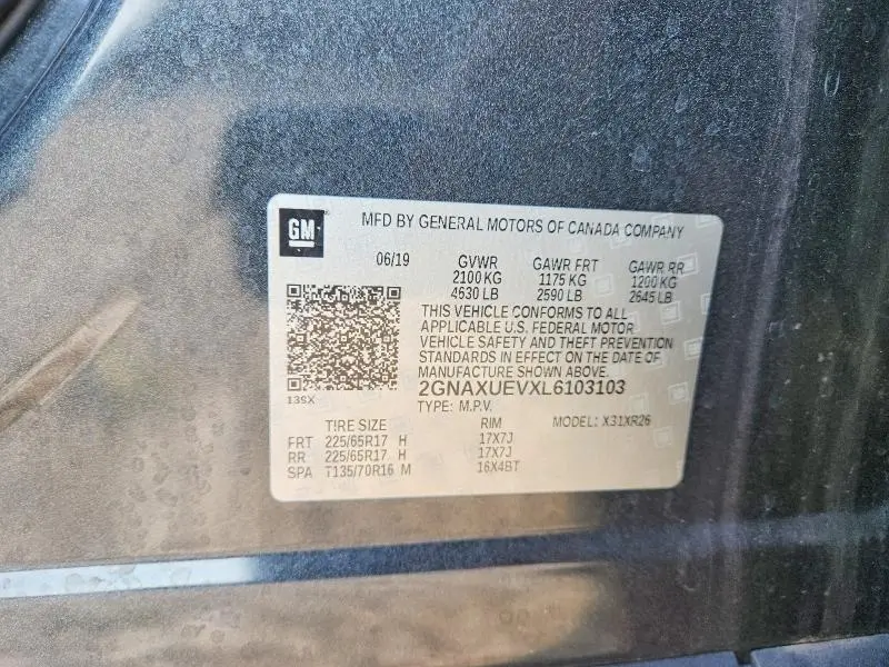 2020 CHEVROLET EQUINOX LT  