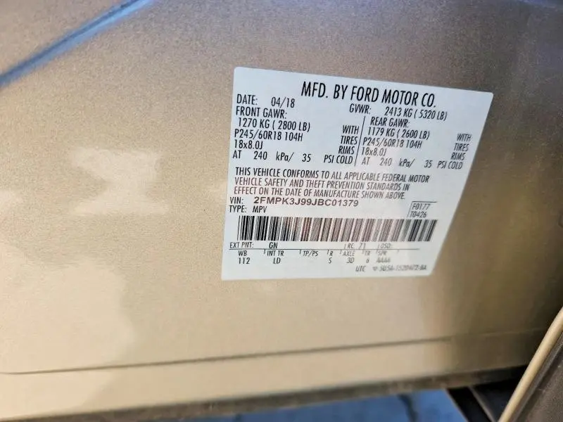 2018 FORD EDGE SEL  