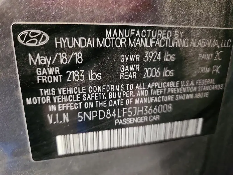 2018 HYUNDAI ELANTRA SEL  
