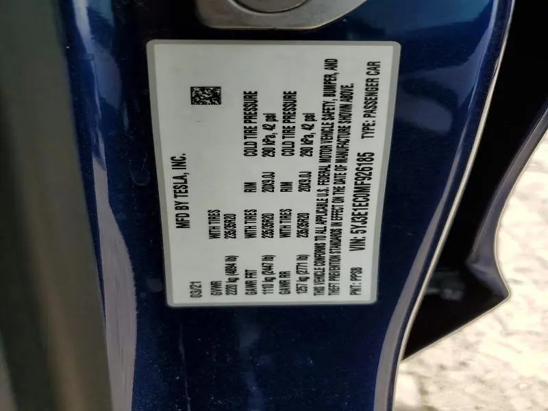 2021 TESLA MODEL 3   