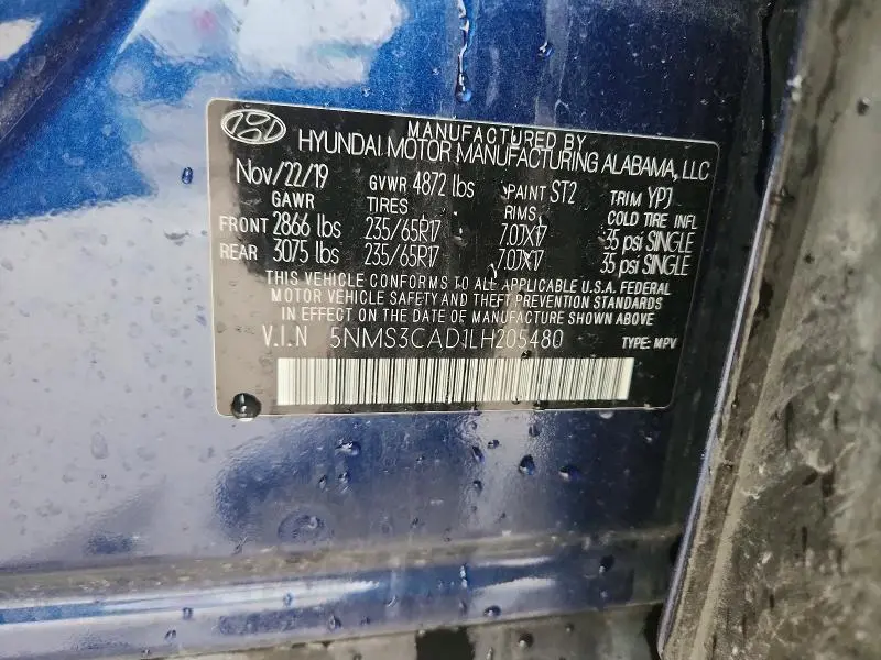 2020 HYUNDAI SANTA FE SEL  