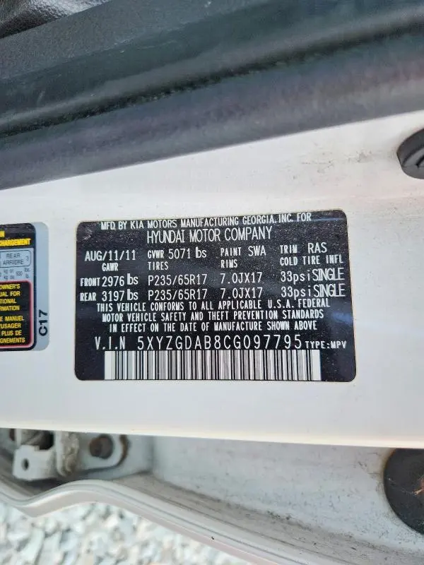 2012 HYUNDAI SANTA FE GLS  