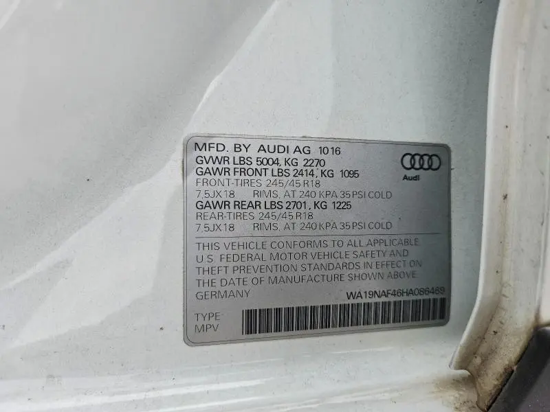 2017 AUDI A4 ALLROAD PRESTIGE  