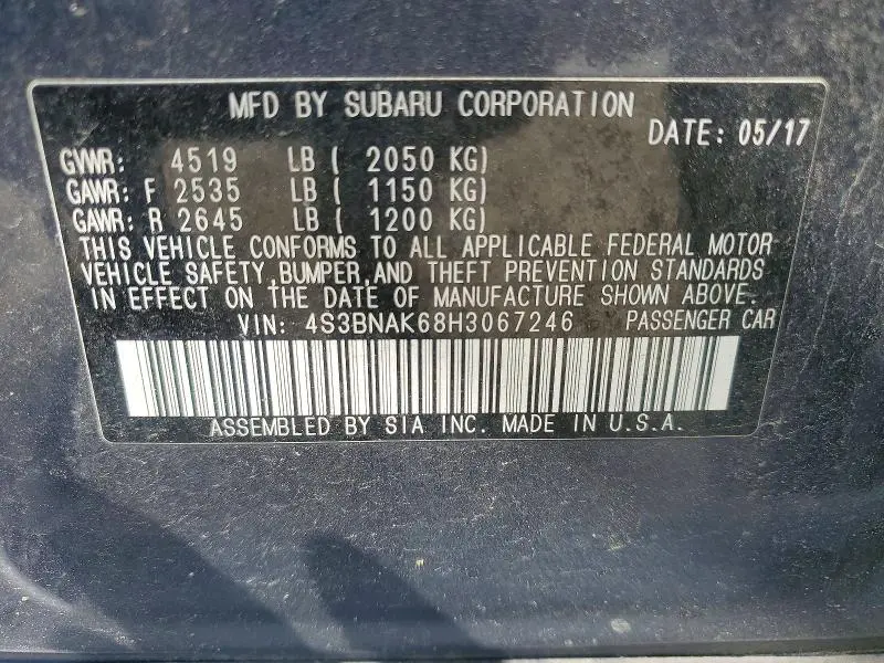 2017 SUBARU LEGACY 2.5I LIMITED  