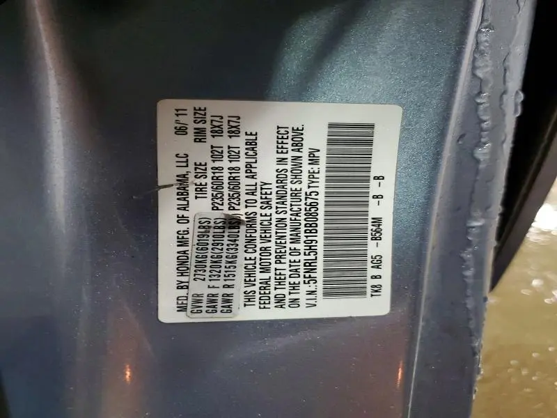 2011 HONDA ODYSSEY TOURING  