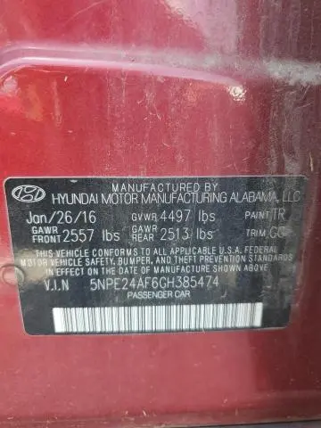 2016 HYUNDAI SONATA SE  