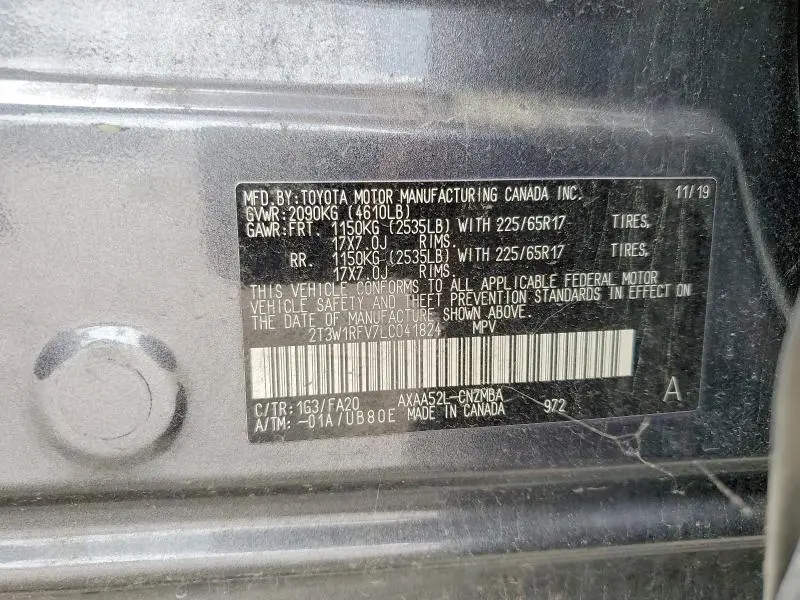 2020 TOYOTA RAV4 XLE  